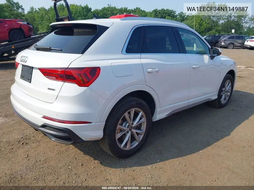 2022 Audi Q3 Premium Plus 45 Tfsi S Line Quattro Tiptronic VIN: WA1EECF34N1149887 Lot: 45504747