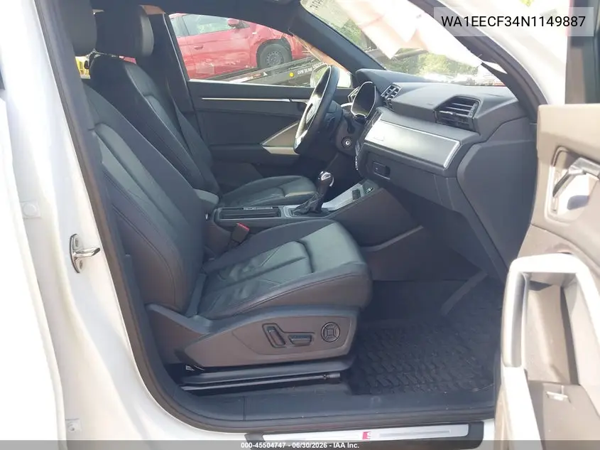 2022 Audi Q3 Premium Plus 45 Tfsi S Line Quattro Tiptronic VIN: WA1EECF34N1149887 Lot: 45504747