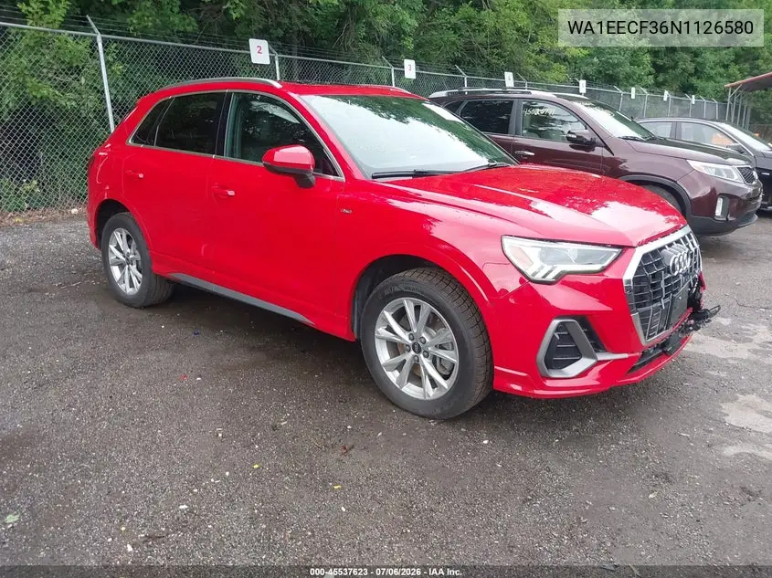 2022 Audi Q3 Premium Plus 45 Tfsi S Line Quattro Tiptronic VIN: WA1EECF36N1126580 Lot: 45537623