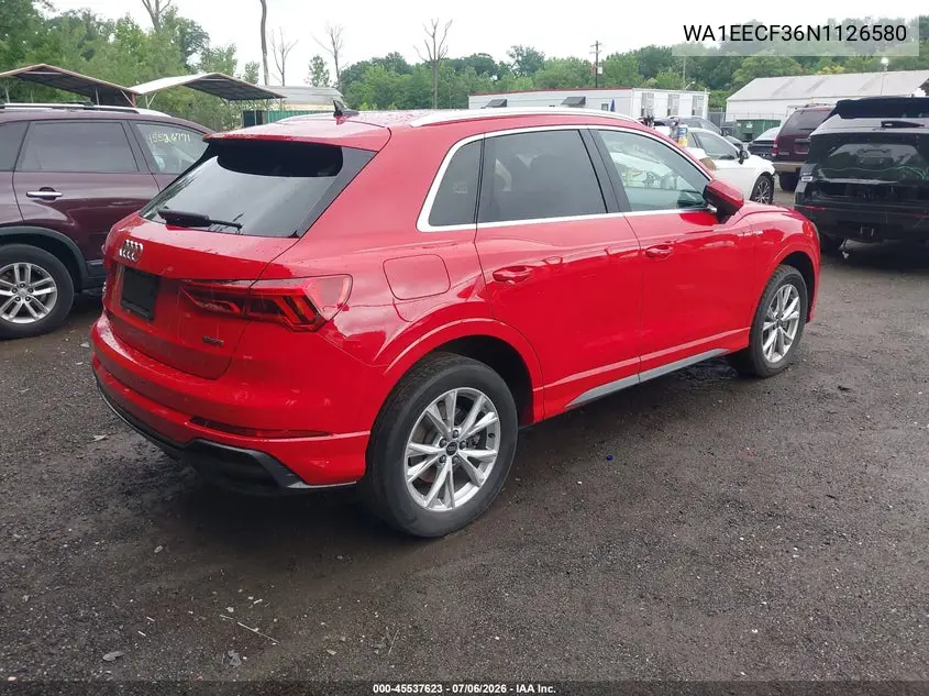 2022 Audi Q3 Premium Plus 45 Tfsi S Line Quattro Tiptronic VIN: WA1EECF36N1126580 Lot: 45537623