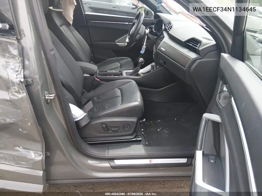 2022 Audi Q3 Premium Plus 45 Tfsi S Line Quattro Tiptronic VIN: WA1EECF34N1134645 Lot: 45542360