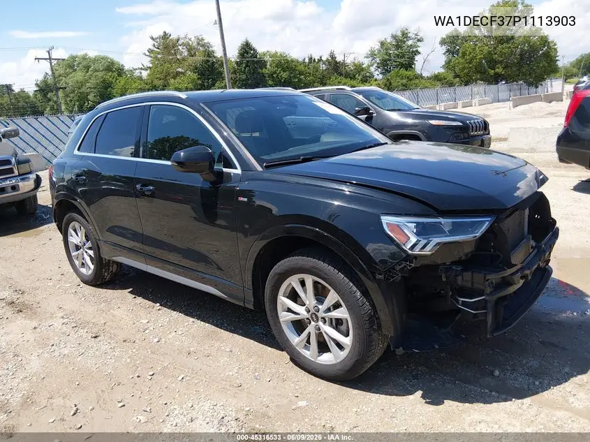 2023 Audi Q3 Premium 45 Tfsi S Line Quattro Tiptronic VIN: WA1DECF37P1113903 Lot: 45316533