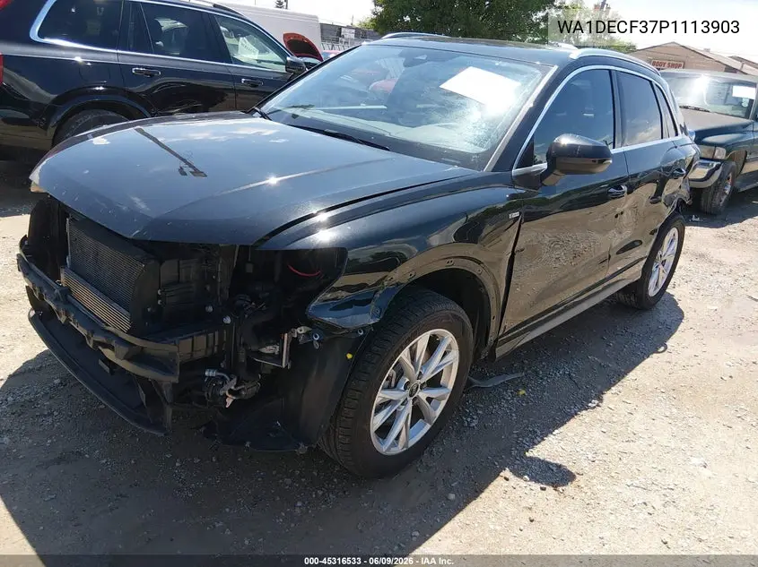 2023 Audi Q3 Premium 45 Tfsi S Line Quattro Tiptronic VIN: WA1DECF37P1113903 Lot: 45316533