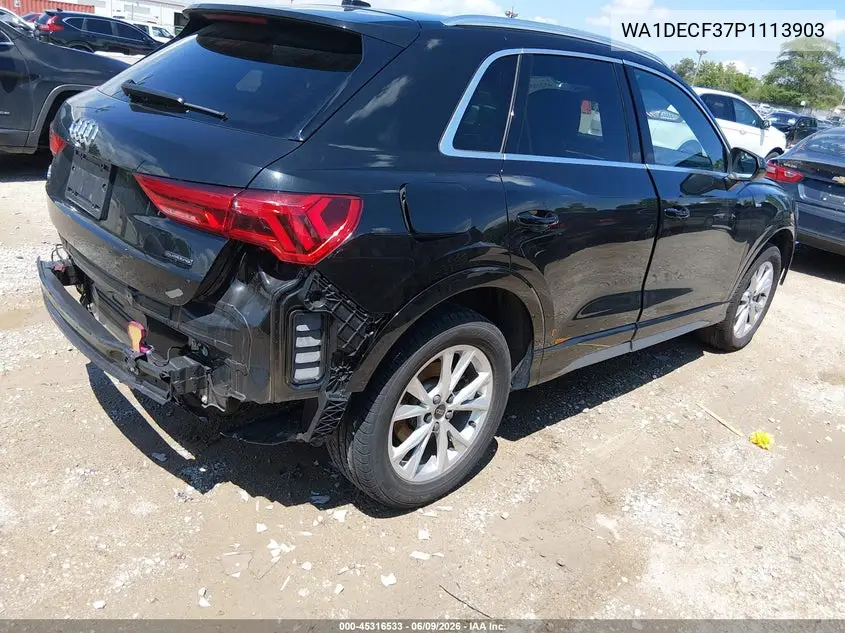 2023 Audi Q3 Premium 45 Tfsi S Line Quattro Tiptronic VIN: WA1DECF37P1113903 Lot: 45316533