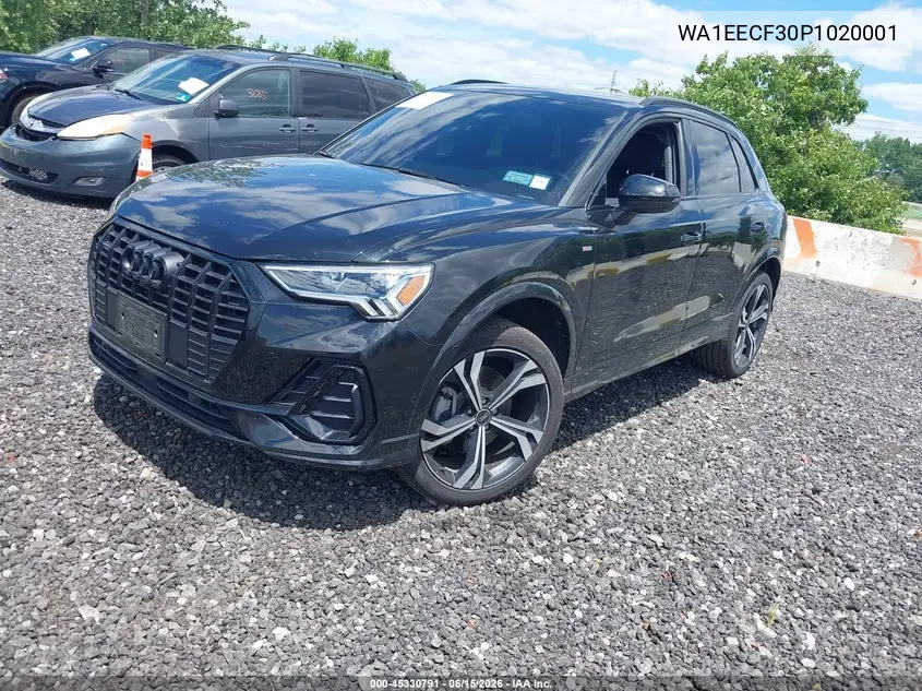 2023 Audi Q3 Premium Plus 45 Tfsi S Line Quattro Tiptronic VIN: WA1EECF30P1020001 Lot: 45330791