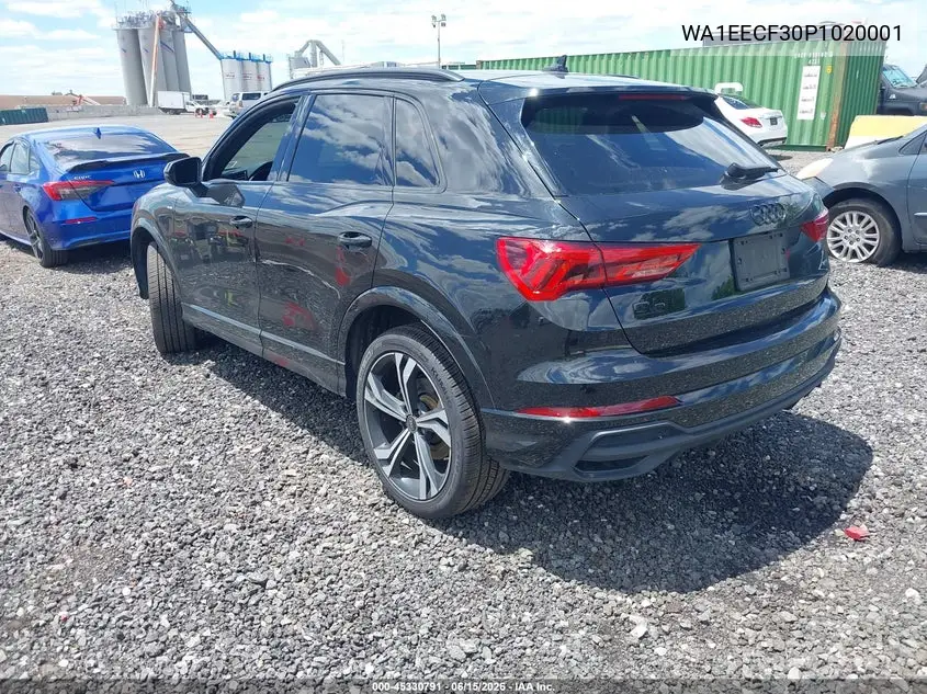2023 Audi Q3 Premium Plus 45 Tfsi S Line Quattro Tiptronic VIN: WA1EECF30P1020001 Lot: 45330791