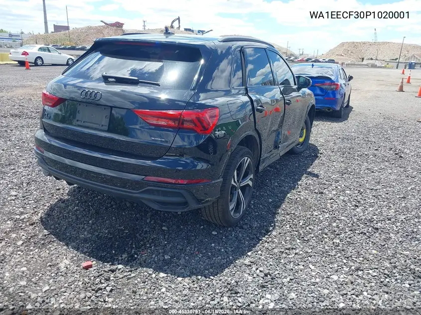 2023 Audi Q3 Premium Plus 45 Tfsi S Line Quattro Tiptronic VIN: WA1EECF30P1020001 Lot: 45330791