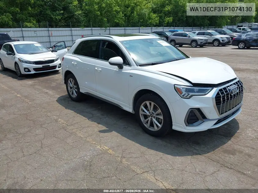 2023 Audi Q3 Premium 45 Tfsi S Line Quattro Tiptronic VIN: WA1DECF31P1074130 Lot: 45332577