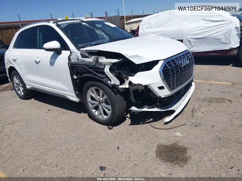 2023 Audi Q3 Premium 45 Tfsi S Line Quattro Tiptronic VIN: WA1DECF36P1048509 Lot: 45373505