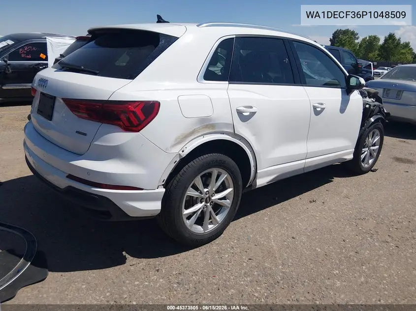 2023 Audi Q3 Premium 45 Tfsi S Line Quattro Tiptronic VIN: WA1DECF36P1048509 Lot: 45373505