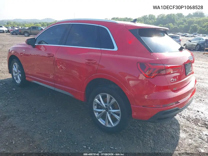 2023 Audi Q3 Premium 45 Tfsi S Line Quattro Tiptronic VIN: WA1DECF30P1068528 Lot: 45570142