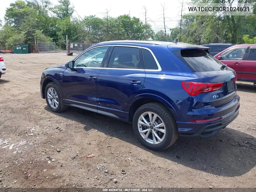 2024 Audi Q3 Premium 45 Tfsi S Line Quattro Tiptronic VIN: WA1DECF30R1024631 Lot: 45364118