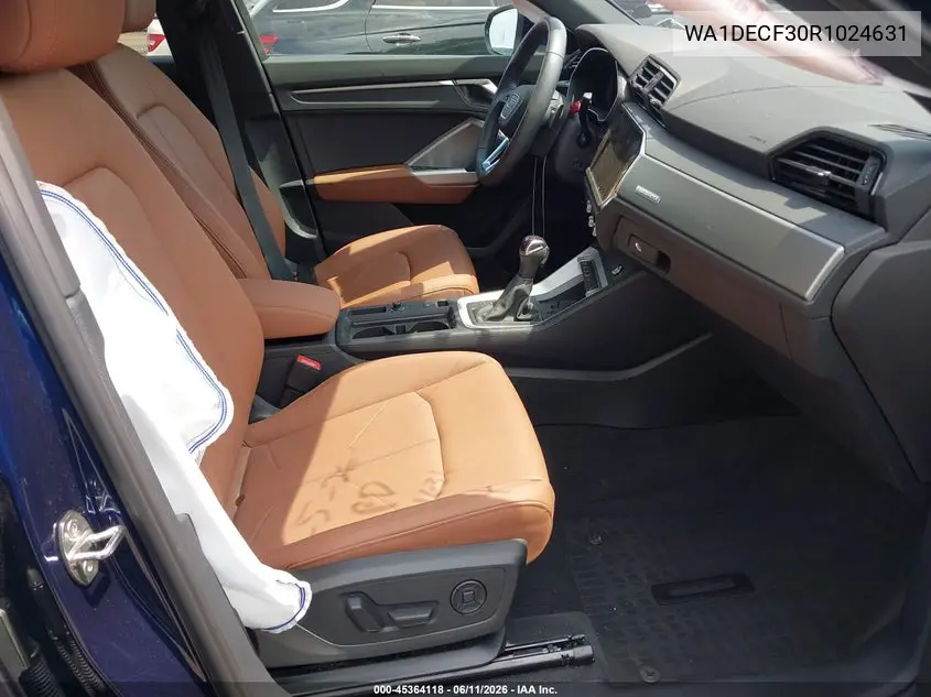 2024 Audi Q3 Premium 45 Tfsi S Line Quattro Tiptronic VIN: WA1DECF30R1024631 Lot: 45364118