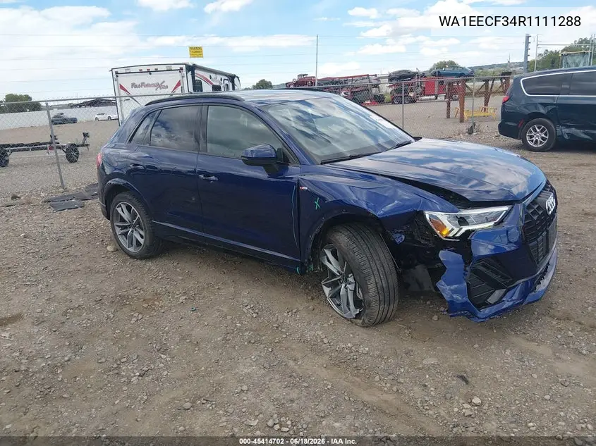 2024 Audi Q3 Premium Plus 45 Tfsi S Line Quattro Tiptronic VIN: WA1EECF34R1111288 Lot: 45414702