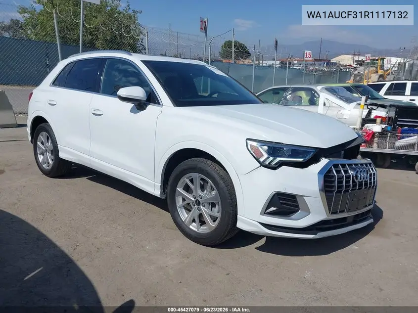 2024 Audi Q3 Premium 40 Tfsi Quattro Tiptronic VIN: WA1AUCF31R1117132 Lot: 45427079