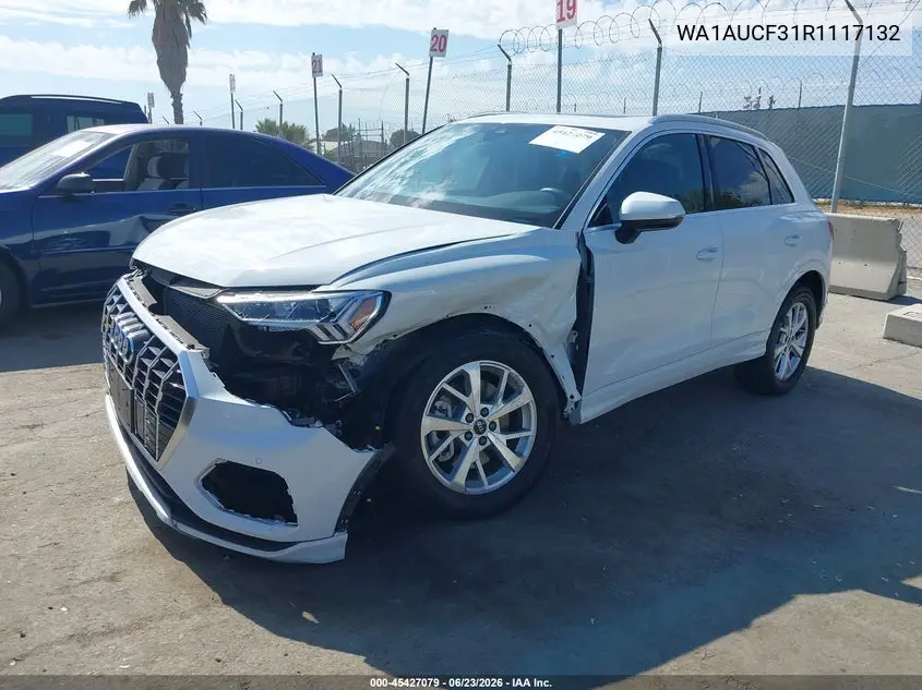 2024 Audi Q3 Premium 40 Tfsi Quattro Tiptronic VIN: WA1AUCF31R1117132 Lot: 45427079