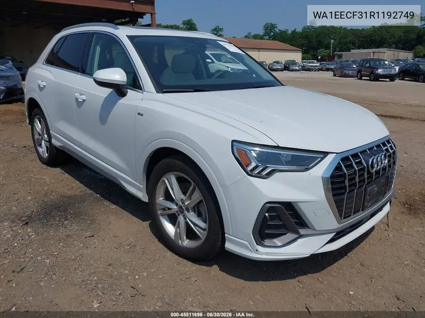 2024 Audi Q3 Premium Plus 45 Tfsi S Line Quattro Tiptronic VIN: WA1EECF31R1192749 Lot: 45511696