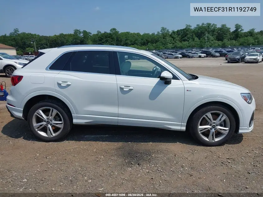 2024 Audi Q3 Premium Plus 45 Tfsi S Line Quattro Tiptronic VIN: WA1EECF31R1192749 Lot: 45511696