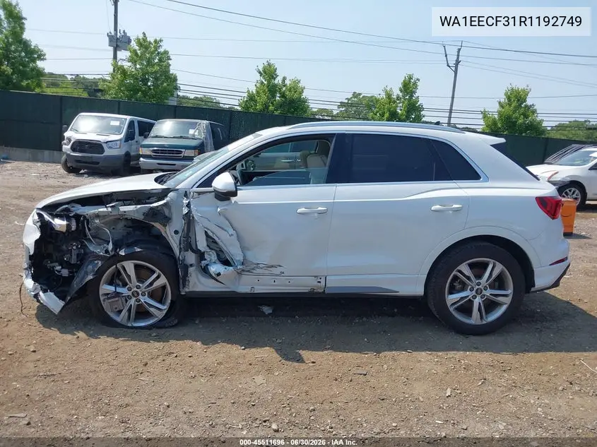 2024 Audi Q3 Premium Plus 45 Tfsi S Line Quattro Tiptronic VIN: WA1EECF31R1192749 Lot: 45511696