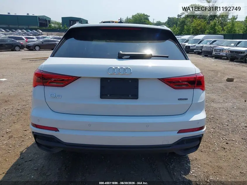 2024 Audi Q3 Premium Plus 45 Tfsi S Line Quattro Tiptronic VIN: WA1EECF31R1192749 Lot: 45511696