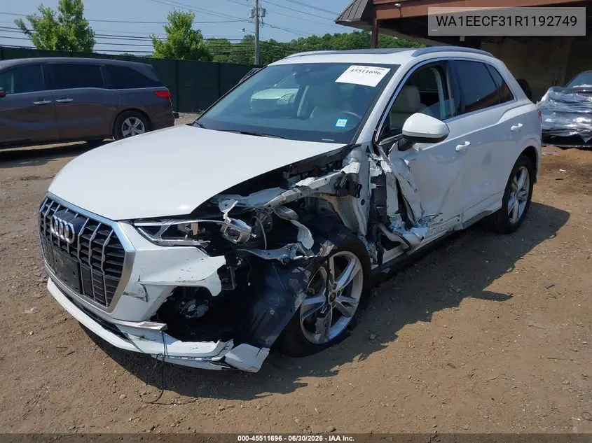 2024 Audi Q3 Premium Plus 45 Tfsi S Line Quattro Tiptronic VIN: WA1EECF31R1192749 Lot: 45511696