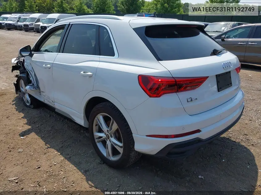 2024 Audi Q3 Premium Plus 45 Tfsi S Line Quattro Tiptronic VIN: WA1EECF31R1192749 Lot: 45511696