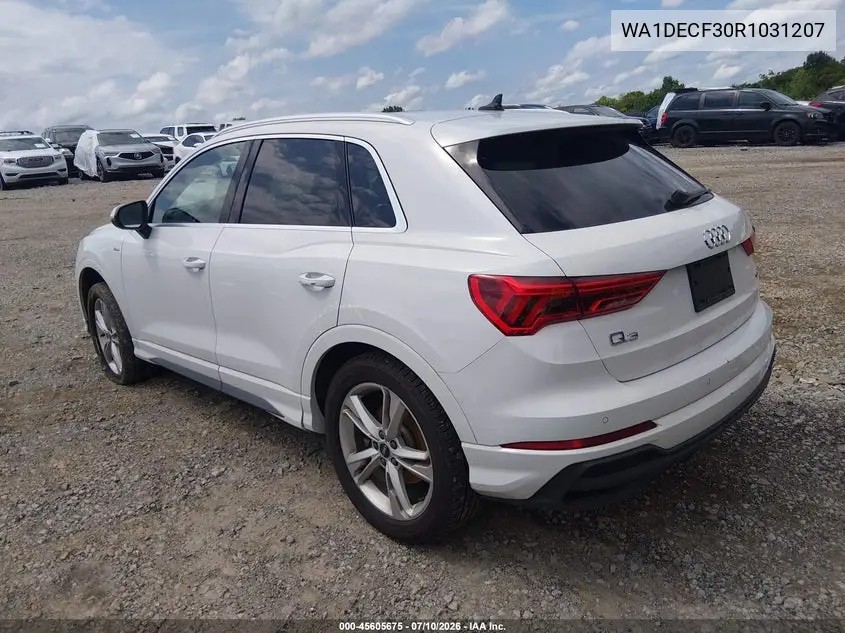 2024 Audi Q3 Premium 45 Tfsi S Line Quattro Tiptronic VIN: WA1DECF30R1031207 Lot: 45605675