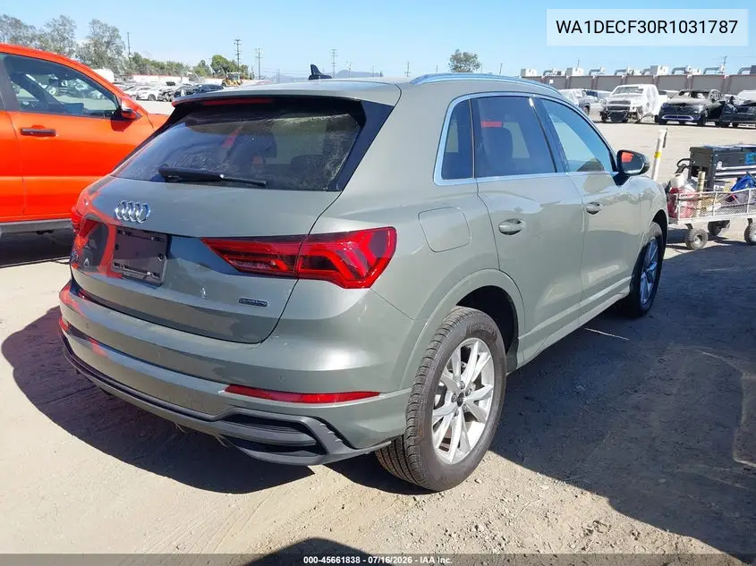 2024 Audi Q3 Premium 45 Tfsi S Line Quattro Tiptronic VIN: WA1DECF30R1031787 Lot: 45661838