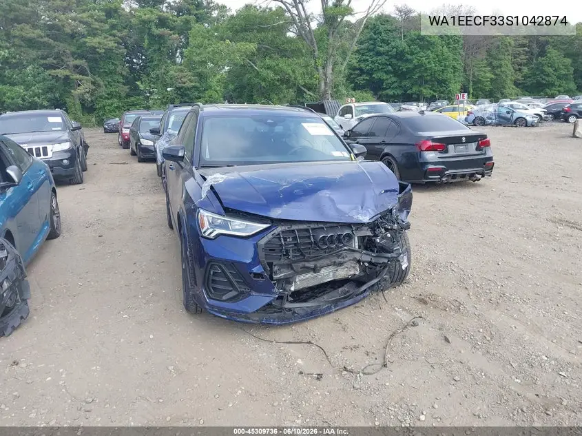 2025 Audi Q3 Premium 45 Tfsi S Line Quattro Tiptronic VIN: WA1EECF33S1042874 Lot: 45309736