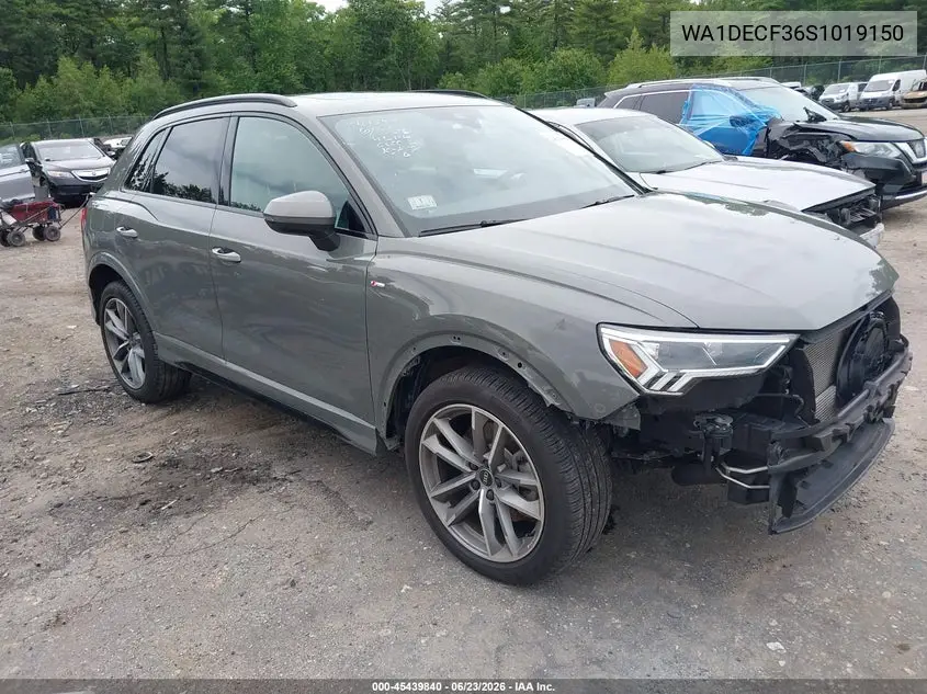 2025 Audi Q3 Premium 45 Tfsi S Line Quattro Tiptronic VIN: WA1DECF36S1019150 Lot: 45439840