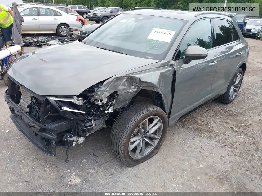 2025 Audi Q3 Premium 45 Tfsi S Line Quattro Tiptronic VIN: WA1DECF36S1019150 Lot: 45439840