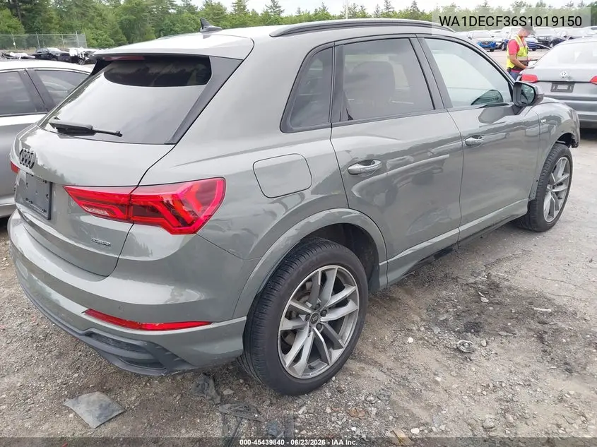 2025 Audi Q3 Premium 45 Tfsi S Line Quattro Tiptronic VIN: WA1DECF36S1019150 Lot: 45439840