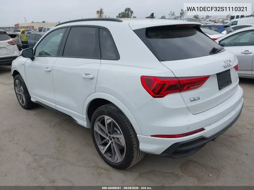 2025 Audi Q3 Premium 45 Tfsi S Line Quattro Tiptronic VIN: WA1DECF32S1110321 Lot: 45486301