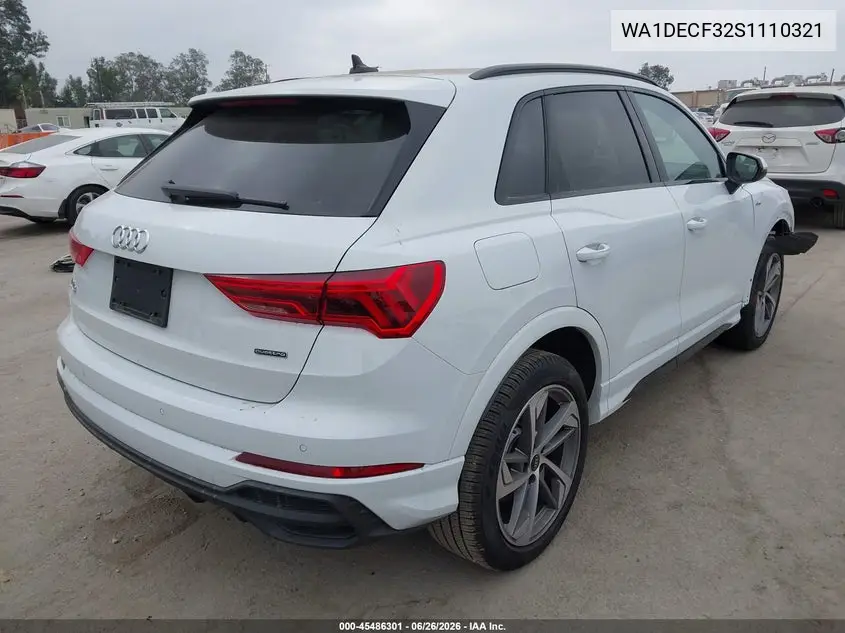 2025 Audi Q3 Premium 45 Tfsi S Line Quattro Tiptronic VIN: WA1DECF32S1110321 Lot: 45486301