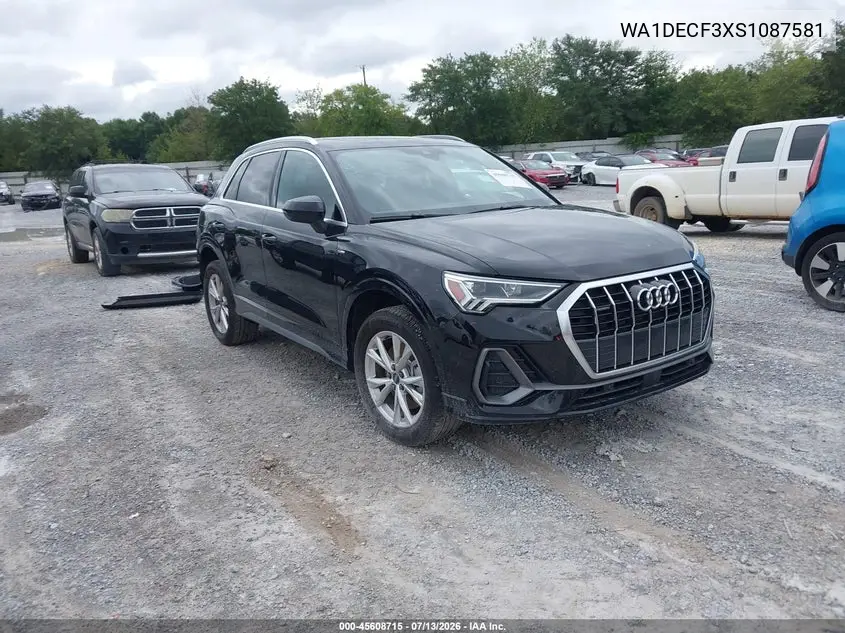2025 Audi Q3 Premium 45 Tfsi S Line Quattro Tiptronic VIN: WA1DECF3XS1087581 Lot: 45608715