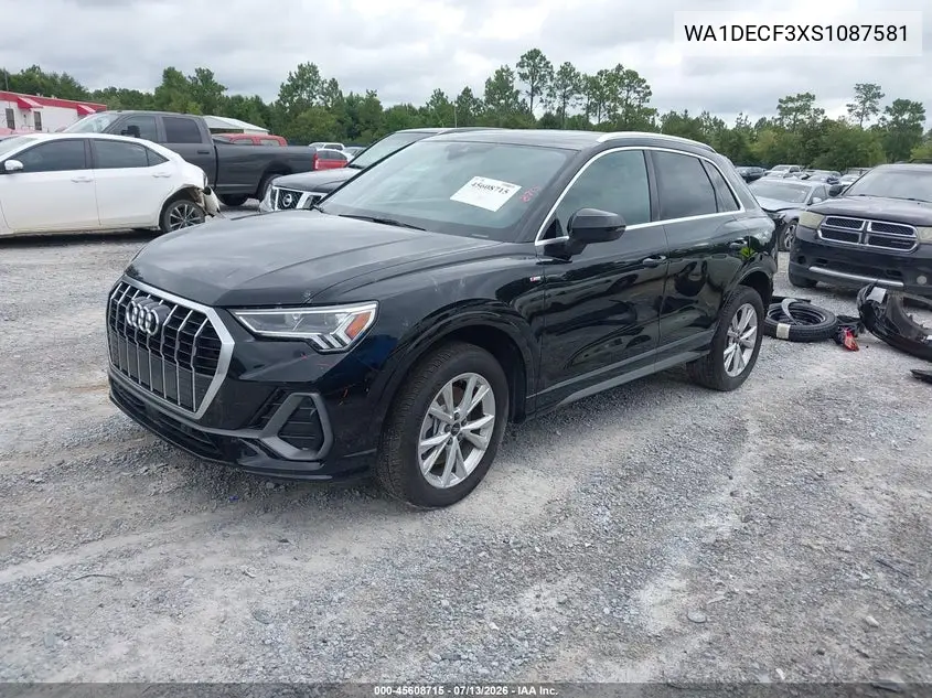 2025 Audi Q3 Premium 45 Tfsi S Line Quattro Tiptronic VIN: WA1DECF3XS1087581 Lot: 45608715