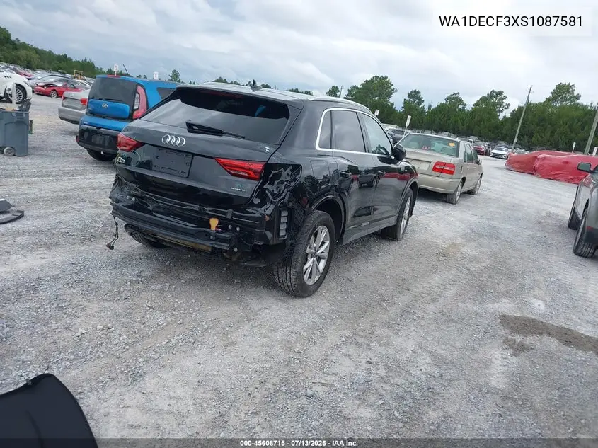 2025 Audi Q3 Premium 45 Tfsi S Line Quattro Tiptronic VIN: WA1DECF3XS1087581 Lot: 45608715