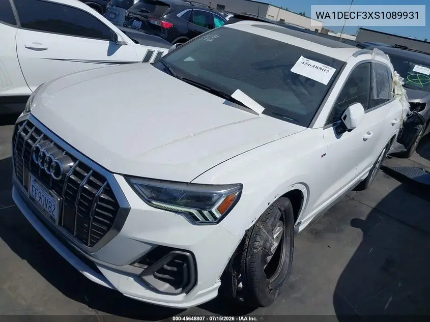 2025 Audi Q3 Premium 45 Tfsi S Line Quattro Tiptronic VIN: WA1DECF3XS1089931 Lot: 45648807