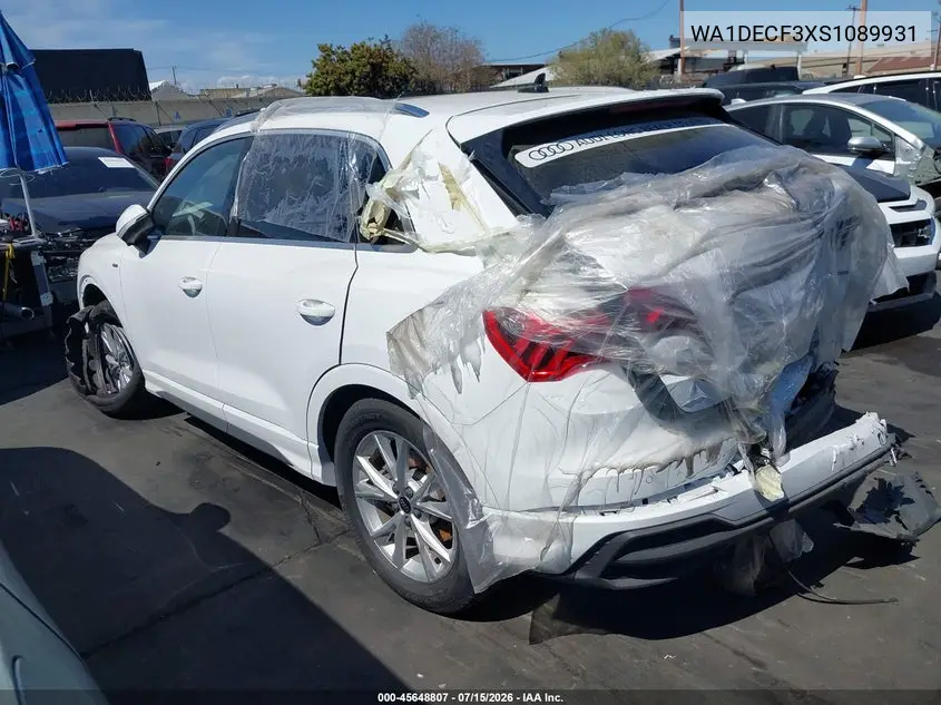 2025 Audi Q3 Premium 45 Tfsi S Line Quattro Tiptronic VIN: WA1DECF3XS1089931 Lot: 45648807