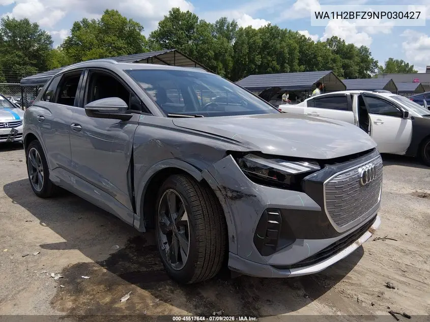 2022 Audi Q4 E-Tron Premium Plus 50 Quattro VIN: WA1H2BFZ9NP030427 Lot: 45517644
