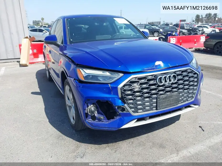 2021 Audi Q5 Sportback Premium Plus 45 Tfsi Quattro S Tronic VIN: WA15AAFY1M2126698 Lot: 45008288