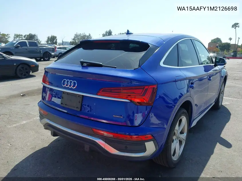 2021 Audi Q5 Sportback Premium Plus 45 Tfsi Quattro S Tronic VIN: WA15AAFY1M2126698 Lot: 45008288