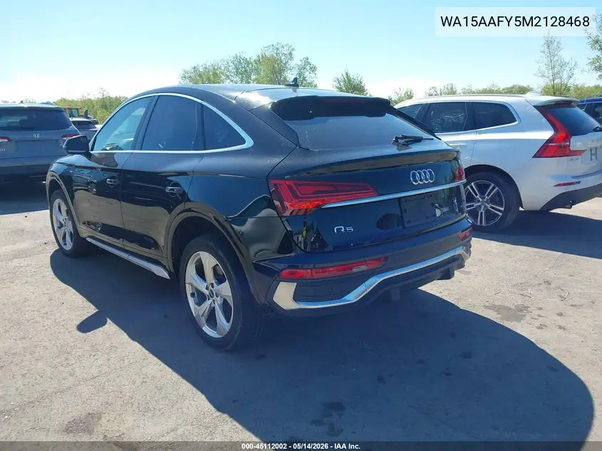 2021 Audi Q5 Sportback Premium Plus 45 Tfsi Quattro S Tronic VIN: WA15AAFY5M2128468 Lot: 45112002