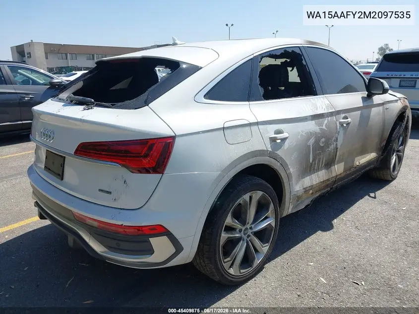 2021 Audi Q5 Sportback Premium Plus 45 Tfsi Quattro S Tronic VIN: WA15AAFY2M2097535 Lot: 45409875