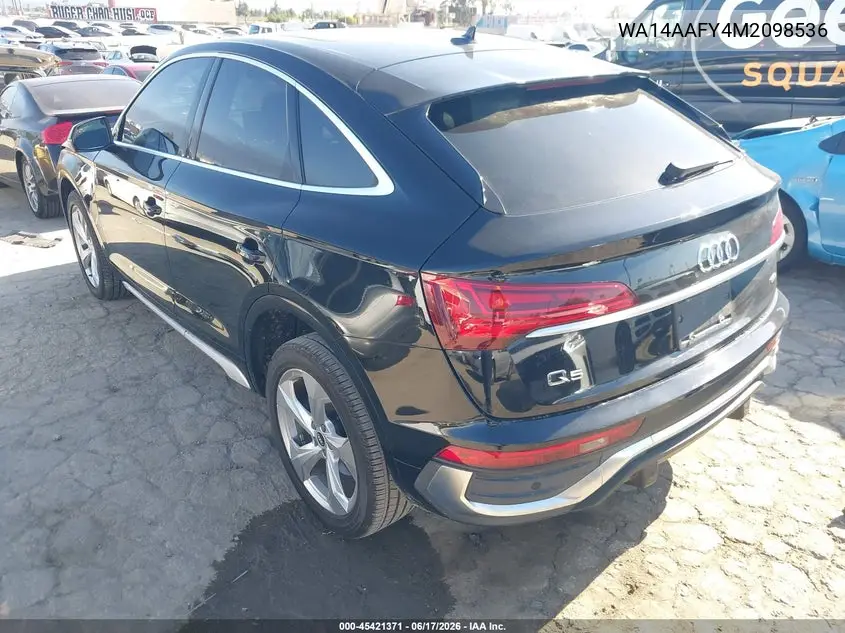 2021 Audi Q5 Sportback Premium 45 Tfsi Quattro S Tronic VIN: WA14AAFY4M2098536 Lot: 45421371