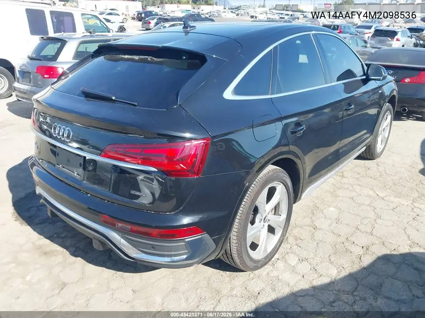 2021 Audi Q5 Sportback Premium 45 Tfsi Quattro S Tronic VIN: WA14AAFY4M2098536 Lot: 45421371
