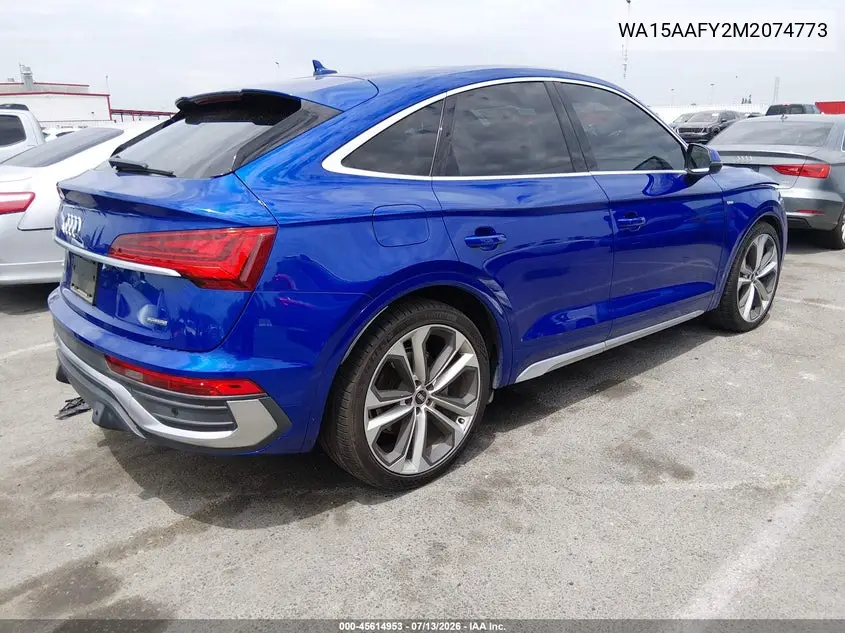 2021 Audi Q5 Sportback Premium Plus 45 Tfsi Quattro S Tronic VIN: WA15AAFY2M2074773 Lot: 45614953