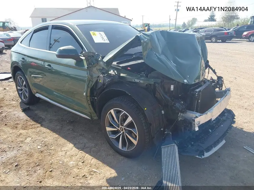 2022 Audi Q5 Sportback Premium 45 Tfsi S Line Quattro S Tronic VIN: WA14AAFY1N2084904 Lot: 44924025