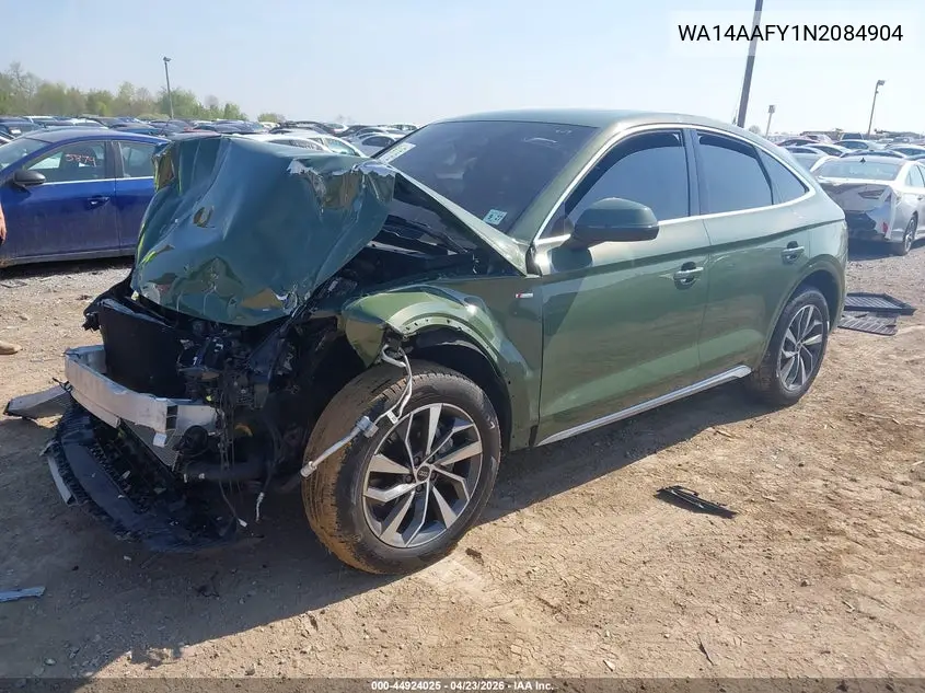 2022 Audi Q5 Sportback Premium 45 Tfsi S Line Quattro S Tronic VIN: WA14AAFY1N2084904 Lot: 44924025