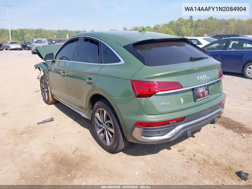 2022 Audi Q5 Sportback Premium 45 Tfsi S Line Quattro S Tronic VIN: WA14AAFY1N2084904 Lot: 44924025